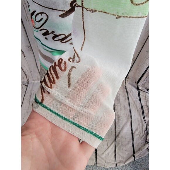 LM Women's Size 40 Marc Aurel Sheer Sleeve Layered Floral Blouse Shirt Top EUC - Picture 6 of 11